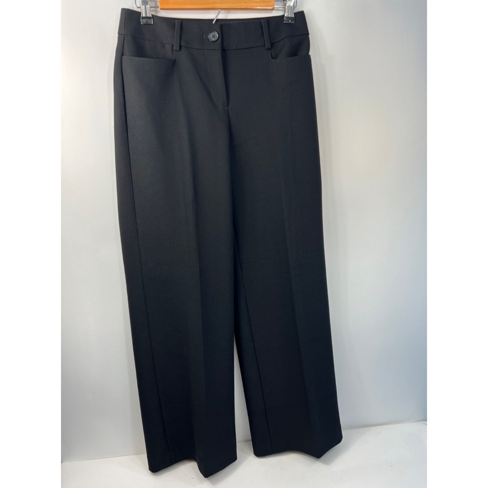 Loft High Waist Curvy Trousers Women's Size 0 Black Pockets Belt Loops Wide Legs